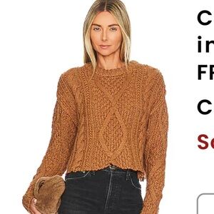 Free People Revolve Cutting Edge Cable Knit Sweater - Camel